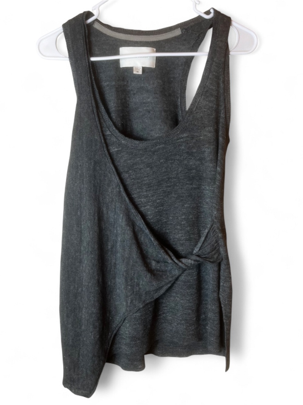 Brochu Walker Women's Enzo Linen Knit Twist Tank Top in Charcoal Grey Size M